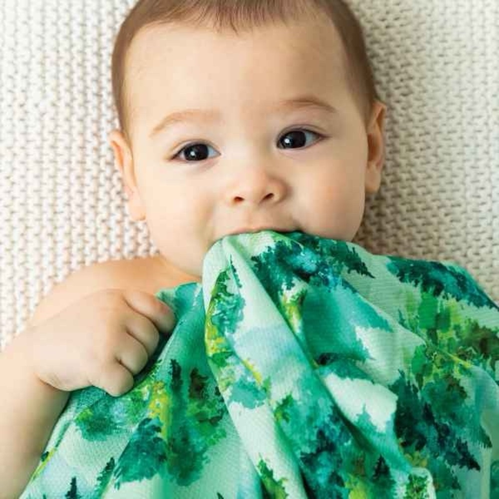 Tiny Twinkle swaddle blanket, trees/forest, soft and gentle, 47x47 - Picture 3 of 7